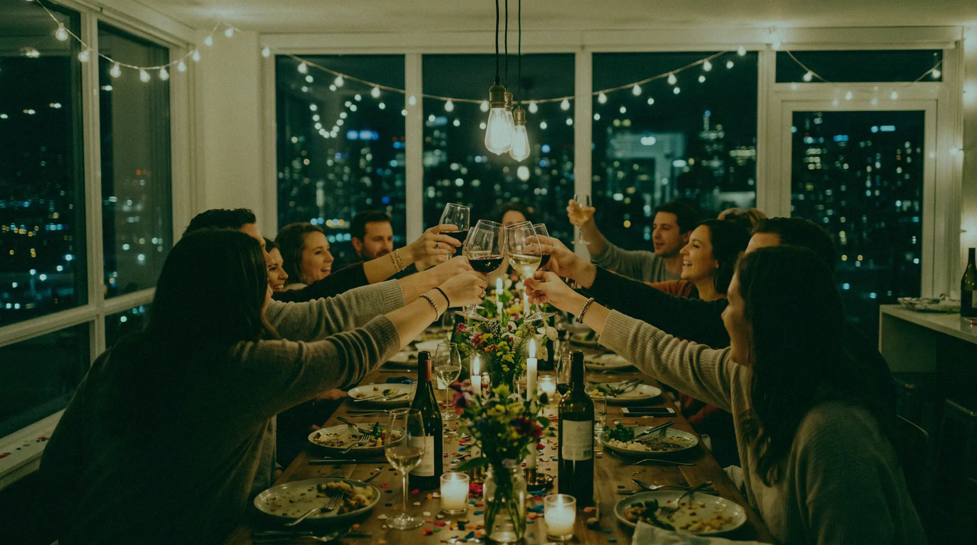Voor: een gewone telefoonfoto van een toast aan tafel, zoals een gast hem nam